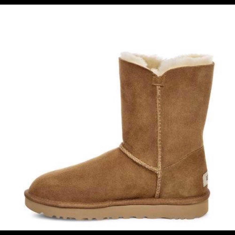 UGG Brown Ankle Boots with Cream Fur - Picture 4 of 7